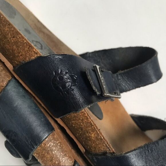 - Yokono blue leather buckle sandals with cork heel size 8 - Picture 6 of 8